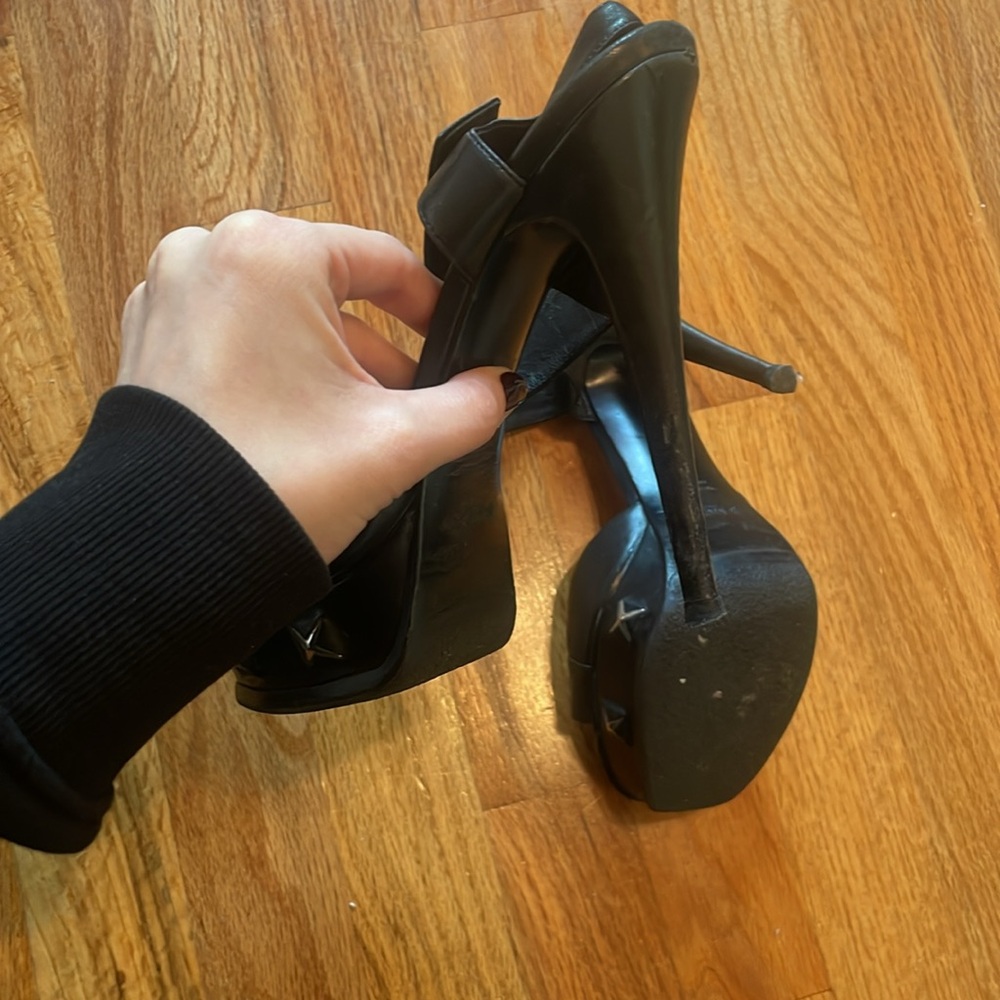 YSL tribute platform heels vintage Y2K black leather studs yves Saint Laurent - Picture 2 of 6